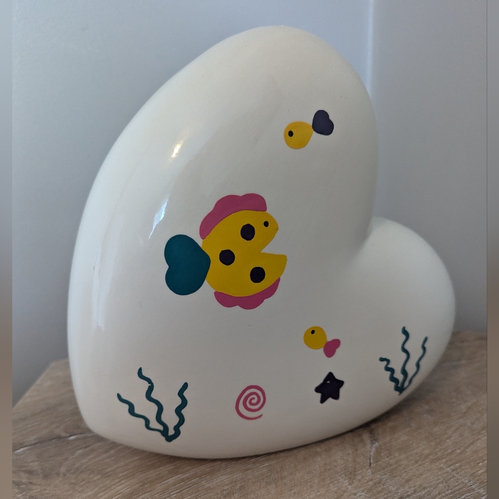 Hand Painted Heart Shaped Piggy Bank